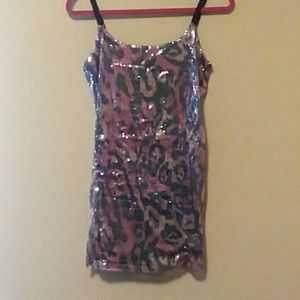 Grass Sequin Pink and Black Dress SZ S
